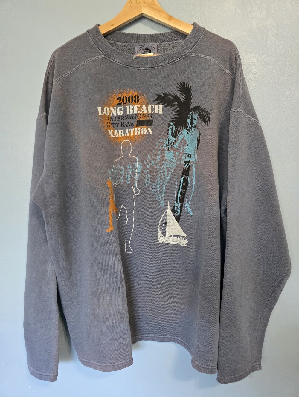 Authentic Pigment Long Beach 2008 Graphic Sweatshirt XL Denim NEW